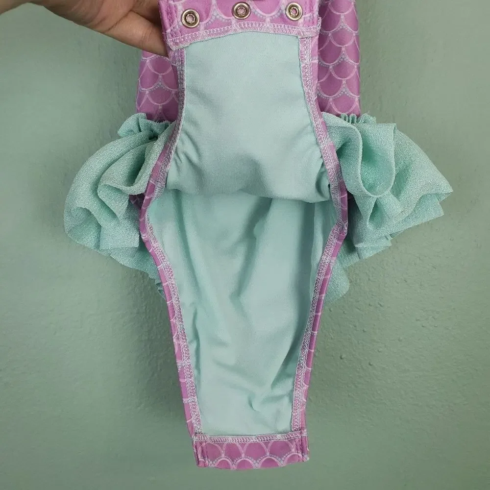 Cat & Jack Girl's One Piece Mermaid Purple Green Swimsuit Size 2T